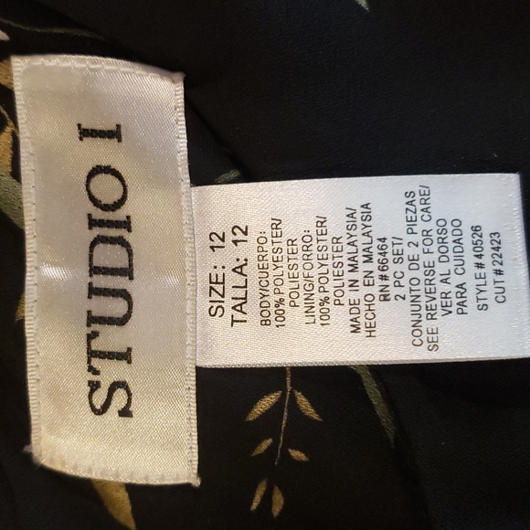 Studio I Black Sleeveless Floral Dress Ladies Size 12 - Picture 7 of 8